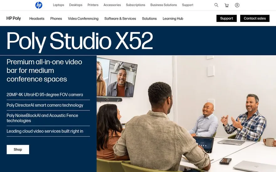 Poly Studio X52 — all-in-one video bar — supplier page